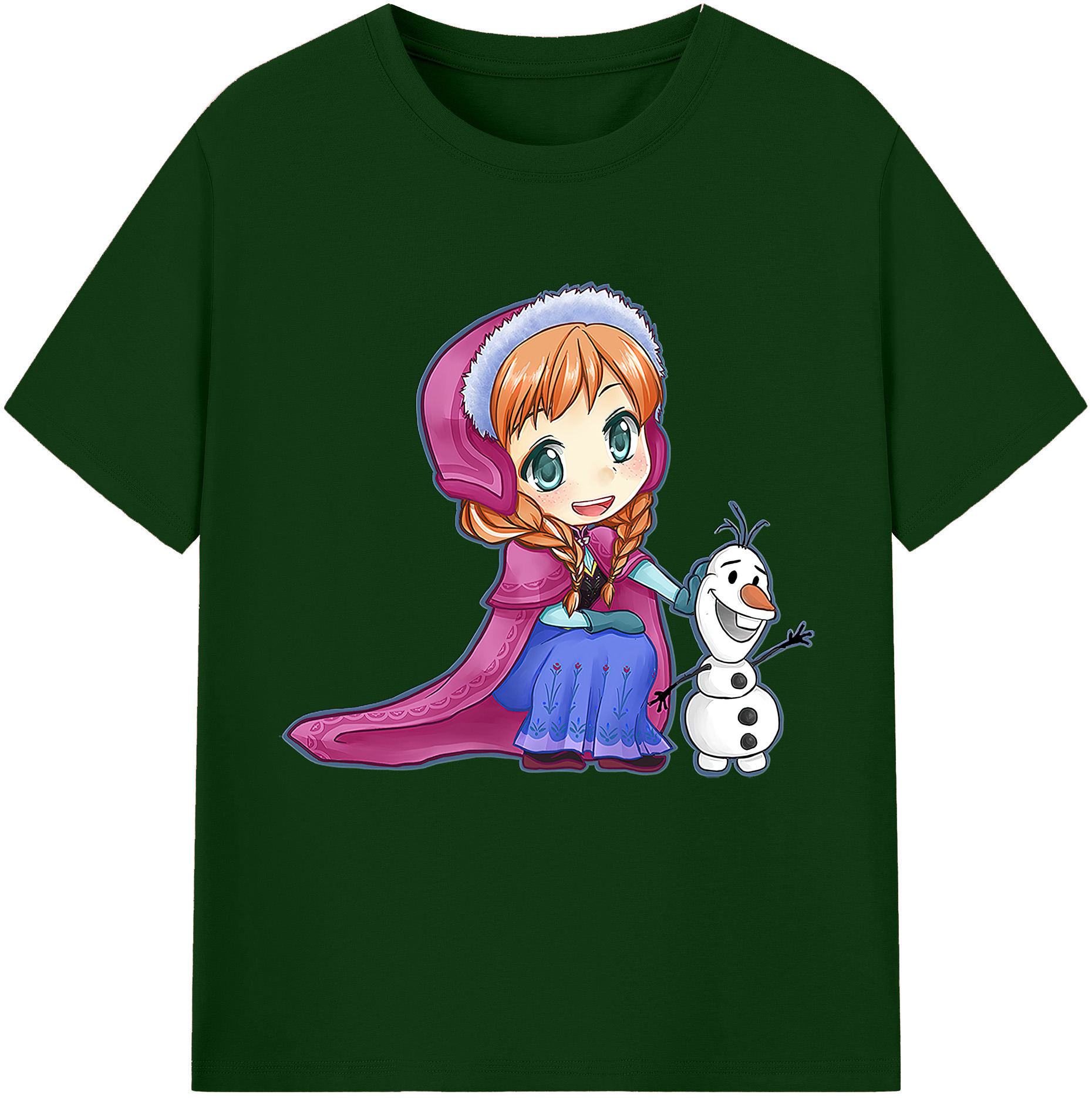 （画像用） アナと雪の女王 アンナ エルサ Frozen Anna Elsa 綿100％半袖Tシャツ（フロントプリント）
